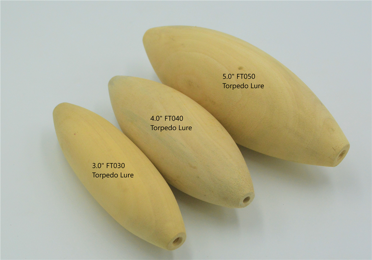 5.0" Large Torpedo Wood Lure Blank (with through hole)