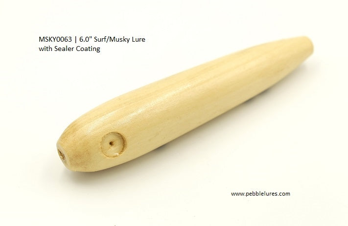 Large 6.0" inch wood Musky & Surf Fishing lure blank | through hole / belly hole & eye sockets
