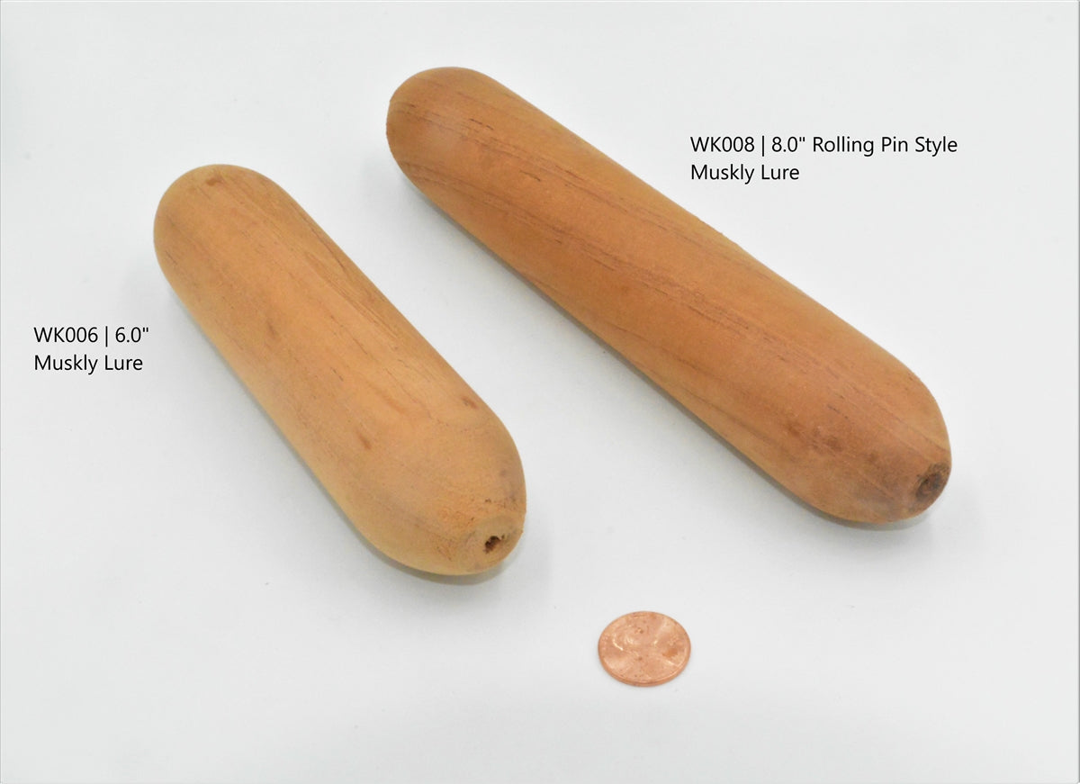 Rolling Pin Lure | Large 6.0" inch uniform thickness wood Musky fishing lure body (Optional through hole)