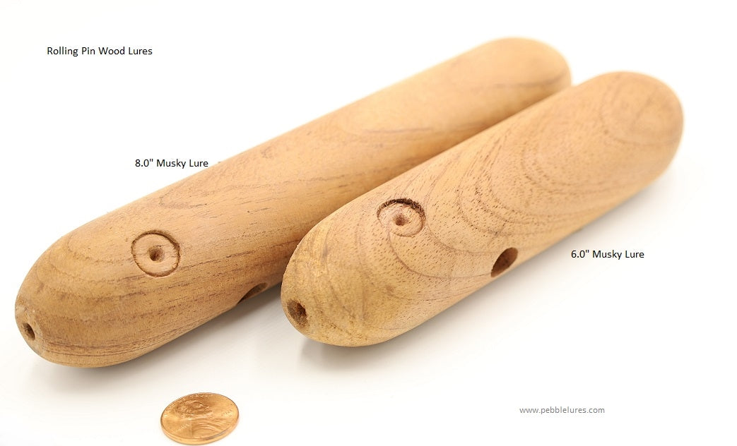 Rolling Pin Lure  Large 6.0 inch uniform thickness blank with eye sockets, belly and through hole